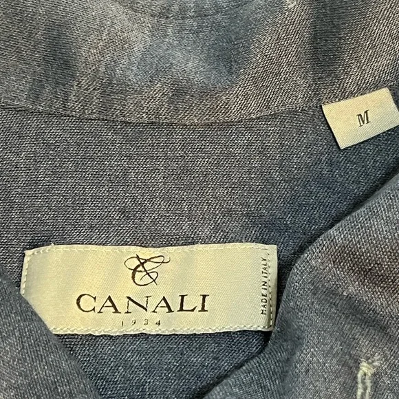 Men's CANALI COTTON JERSEY BUTTON DOWN SHIRT SZ MEDIUM BLUE - Picture 3 of 7